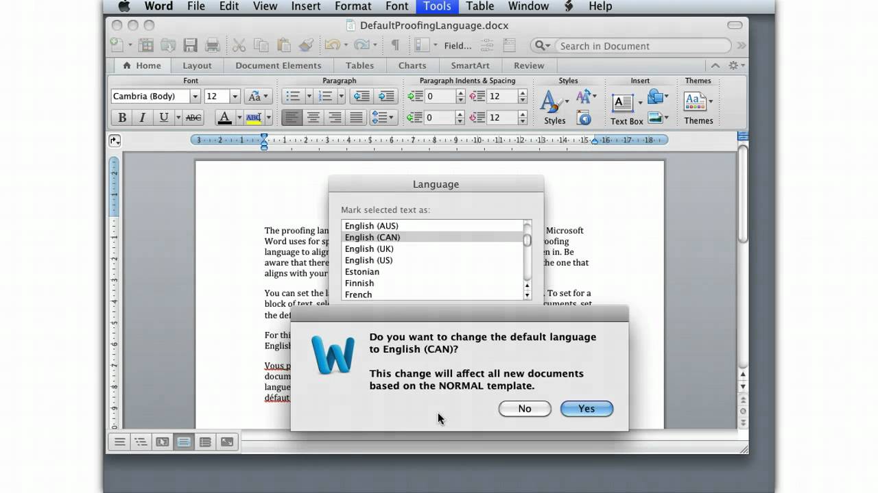 office for mac 2011 add spell check languages